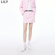 LILY秋新款女裝多巴胺穿搭時(shí)尚芭比粉BM風(fēng)高腰超短裙半身裙女 122粉紅 L