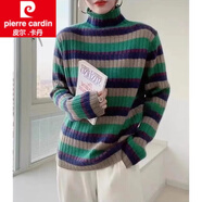 皮爾卡丹（pierre cardin）彩虹條紋軟糯針織打底衫女毛衣2025秋冬新款時(shí)尚百搭顯瘦高領(lǐng)洋氣 條紋 M 95-105