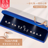 締晶耳環(huán)女2025年新款一周耳釘銀針生日禮物女生送女朋友輕奢高級(jí)感 T426 氣質(zhì)六對(duì)耳飾禮盒套裝