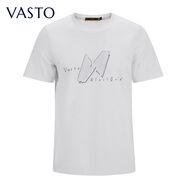華斯度（VASTO）商場同款奧地利水鉆時尚圓領(lǐng)短袖T恤冰感透氣體恤男t 白色31F051903 L