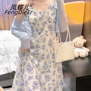 鳳蝶兒新款連衣裙女裝24夏季韓版甜辣純欲風(fēng)辣妹吊帶裙兩件套套裝裙子女 藍(lán)色外披+藍(lán)色吊帶裙子 M
