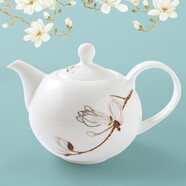 LIFEEYES 酒店擺臺餐具陶瓷碗碟菜盤(pán)西餐盤(pán)四件套金邊輕奢碗筷套裝|玉蘭花 茶壺1000ml