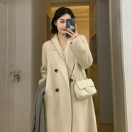 GARNUO高級感赫本風(fēng)黑色毛呢外套女中長(cháng)款2025新款秋冬季小個(gè)子呢子大衣 燕麥色【羽絨內膽】 M 【101-115斤】