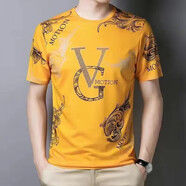 嘉曄（JIAYE）短袖t恤男夏季網(wǎng)紅小哥哥小姐姐印花情侶裝學生休閑百搭汗衫  CT D01-VG黑色 3XL