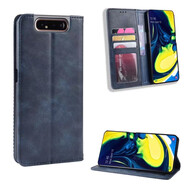 紐為適用三星A80手機套Galaxy A80保護殼吸磁扣皮套SM-A8050錢(qián)包翻蓋 藍色 Galaxy A80
