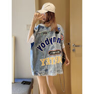CIQHUNK春秋新款小個(gè)子牛仔馬甲外套刺繡牛仔馬甲女時(shí)尚韓國春秋2024年新 藍色 重工刺繡 S