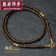 魅麗飾季 鎏金琺瑯泰國(guó)佛牌鏈子牛骨鏈椰殼木掛鏈黑白色國(guó)慶節(jié)禮物定制 原色椰殼金色款