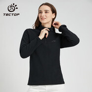 探拓（TECTOP）抓絨衣男女立領(lǐng)打底衫加厚保暖衛(wèi)衣沖鋒衣內(nèi)膽保暖衣服 女款黑色 L