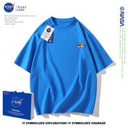 NASA GISS官方短袖t恤男純棉潮牌情侶款潮流夏季寬松oversize卡通體恤衫 8011克萊因藍 L體重130-150斤