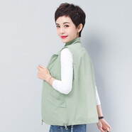 瑪妍妮 夏季馬甲女短款休閑百搭春秋薄款背心中年女士馬夾外套寬松坎肩夏天薄 037款-豆綠 2XL