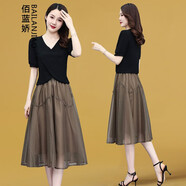 佰藍嬌兩件套裝裙子2025夏季女裝新款時尚洋氣質(zhì)法式連衣裙女半身裙夏天 圖片色 2XL