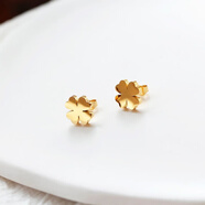 【洗澡可戴】網(wǎng)紅同款四葉草耳釘女超仙氣質(zhì)鈦鋼光面不掉色耳環(huán) 四葉草耳釘