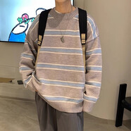 格潤(rùn)歐尚圓領(lǐng)毛衣男寬松慵懶秋冬加厚針織衫韓版潮流個(gè)性線衣ins港風(fēng)外套 獅成D132灰色 M
