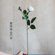 掬涵 旅人玫瑰保濕玫瑰花仿真花假花多層次精致仿真花婚慶祝?；ㄋ?花枝(月白)