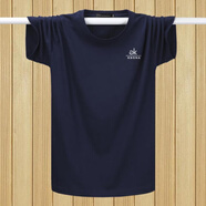 WALF 夏季特大號(hào)男裝休閑寬松短袖T恤加肥加大碼商務(wù)男裝半袖體恤 深藍(lán)色【小KG款】 參考建議尺碼購(gòu)買
