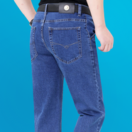 AEMAPE蘋(píng)果牛仔褲男褲子寬松彈力直筒褲中年凈色商務(wù)男士品牌休閑褲男褲 HK20208169藍色 厚款 35 腰圍2尺7