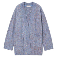 森馬森馬針織外套女寬松中長(cháng)款開(kāi)衫冬季新款ins潮花紗毛衣小個(gè)子 藍色調0188 150/76A/XS