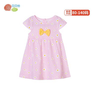 貝貝怡【官方發(fā)售】女童韓版連衣裙夏季女寶寶薄款短袖裙子 淺粉 12個月/身高80cm
