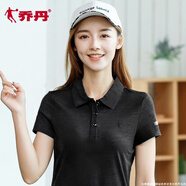 喬丹T恤女2026夏季新款休閑翻領(lǐng)速干上衣polo衫女子半袖運動(dòng)短袖t恤衫 黑灰（滌綸）-1310 XS