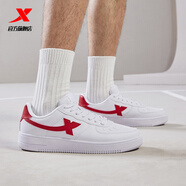 特步男鞋運動(dòng)鞋空軍一號情侶板鞋百搭休閑鞋時(shí)尚耐磨防滑運動(dòng)鞋潮板鞋 白紅【男款】 44