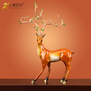 上善若水《祿路高升》全黃銅鹿擺件梅花鹿家居客廳玄關(guān)裝飾品辦公室工藝品 站姿A款(彩銅釉)