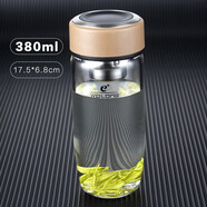 WoLong臥龍水杯子大容量單層玻璃杯男女加厚便攜透明耐熱玻璃茶杯鵝蛋杯 棕色 380ml 單層加厚帶濾網(wǎng)