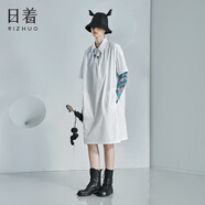 日著（rizhuo）原創(chuàng)設(shè)計(jì)感女裝2024夏季新款中長(zhǎng)款裙小個(gè)子短袖多巴胺連衣裙 唰白現(xiàn)貨 S