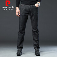 皮爾卡丹（pierre cardin）牛仔褲男直筒修身水洗中腰青年男裝牛仔長褲商務休閑22176黑色 34