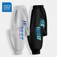 真維斯（Jeanswest）衛(wèi)褲男童秋季薄款兒童休閑長褲2025新款中大童時尚寬松褲子童裝潮 【薄款長褲】灰（飛）黑（藍(lán)） 150