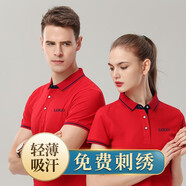 法拉印工衣定制工作服定制POLO印logo刺繡廠服定制t恤廣告文化衫短袖 紅色 XXXL