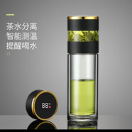 樹彬茶水分離杯雙層玻璃杯便攜泡茶杯水杯男士透明杯子防燙高硼硅玻璃 商務(wù)黑 350ml