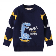 Radinka2025秋冬新款男童毛衣套頭加絨加厚打底衫寶寶洋氣針織毛線(xiàn)衣MXQ 滑板龍毛衣【普通款】藏青 100 碼