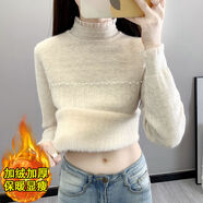 朶云離高檔蕾絲打底衫女內搭加絨加厚春秋時(shí)尚洋氣半高領(lǐng)套頭毛衣一體絨 主圖色 XL 建議115-125斤