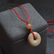 桃木平安扣吊墜簡(jiǎn)約項鏈毛衣鏈繩子掛件女男木質(zhì)文藝民族風(fēng) 兒童款（短的紅繩）