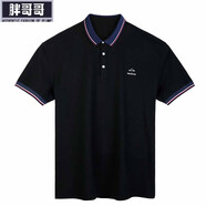 胖哥哥大碼男裝短袖POLO衫男胖子肥佬t恤男商務(wù)休閑翻領(lǐng)加肥加大寬松T恤 黑色【蜜蜂】 4XL【約210-250斤】