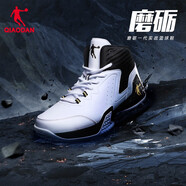 喬丹QIAODAN男鞋磨礪籃球鞋2025年夏季新品低幫網(wǎng)面透氣減震耐磨球鞋 白色黑色(高幫革面) 42