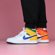 耐克（NIKE）新款女鞋Air Jordan 1 GS AJ1黑白熊貓陰陽(yáng)禁穿休閑籃球鞋板鞋 554725-128 糖果鴛鴦 35.5