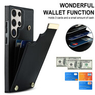 錦灝適用三星s25ultra手機殼背插卡s24/23/22+錢(qián)包紐扣卡包s21FE錢(qián)夾單底note20保護套全包 風(fēng)琴插卡黑色 三星s24ultra