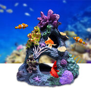 HIDOM魚缸造景仿真珊瑚水族箱造景魚缸裝飾品擺件假山貝殼造景石頭用品 珊瑚躲避洞