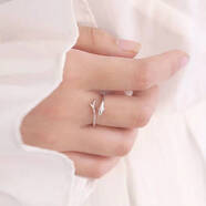 魅麗飾季925銀海豚開口戒指女食指戒指小眾設(shè)計(jì)個(gè)性ins創(chuàng)意網(wǎng)紅韓版簡約 銀小海豚活口戒指