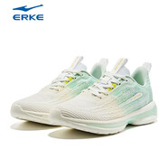 鴻星爾克（ERKE）【弜彈】跑步鞋女鞋情侶鞋減震跑鞋網(wǎng)面透氣運動鞋輕便男士慢跑鞋 正白/凈水色女款 35