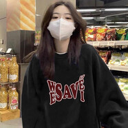 妃麗慕尚秋冬季oversize鹿皮絨圓領套頭衛(wèi)衣女落肩慵懶風長袖上衣外套女裝 B6459黑色【加絨款】 3XL
