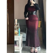 USCF小媽裙純欲風(fēng)2025夏辣妹純欲褶皺顯瘦魚(yú)尾包臀裙歐美高端網(wǎng)紗拼接 連衣裙+罩衫(兩件套） L 建議121-130斤