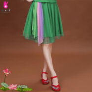 緣夢(mèng)韻廣場(chǎng)舞服裝新款套裝女民族風(fēng)古典舞演出服 秧歌扇子跳舞衣服 綠色 綠色紗裙 M