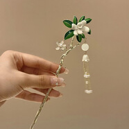 樂喵（LEMIAO）鈴蘭花珍珠流蘇古風(fēng)發(fā)簪女小眾設(shè)計新中式漢服簪子后腦勺盤發(fā)發(fā)飾 復(fù)古梔子花流蘇發(fā)簪A15-301