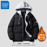 真維斯（Jeanswest）假兩件棉服男士秋冬季男女情侶款潮牌寬松加厚保暖棉衣外套男冬裝 BZH090黑色 L
