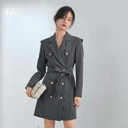 范思藍(lán)恩范思藍(lán)恩 2021秋裝新款西裝連衣裙設(shè)計(jì)感小眾別致氣質(zhì)裙子 煙灰色 XS