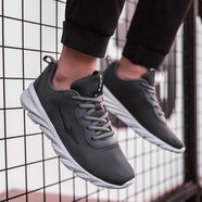 鴻星爾克男鞋運動(dòng)鞋男秋冬季新款紅星男子品牌旗艦網(wǎng)面透氣休閑跑步鞋子R 碳灰 40