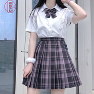 jk制服格裙全套女學(xué)生裙子夏季日系少女制服百褶裙短裙學(xué)院風(fēng)半身裙JK閃動(dòng)少女 極夜之歌 百褶裙+短袖襯衫+領(lǐng)結(jié) S