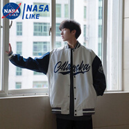 NASALIKE 國潮棒球服男潮牌寬松春季百搭外套韓版潮流飛行員單件夾克男學(xué) 白夾克【單件】 XL